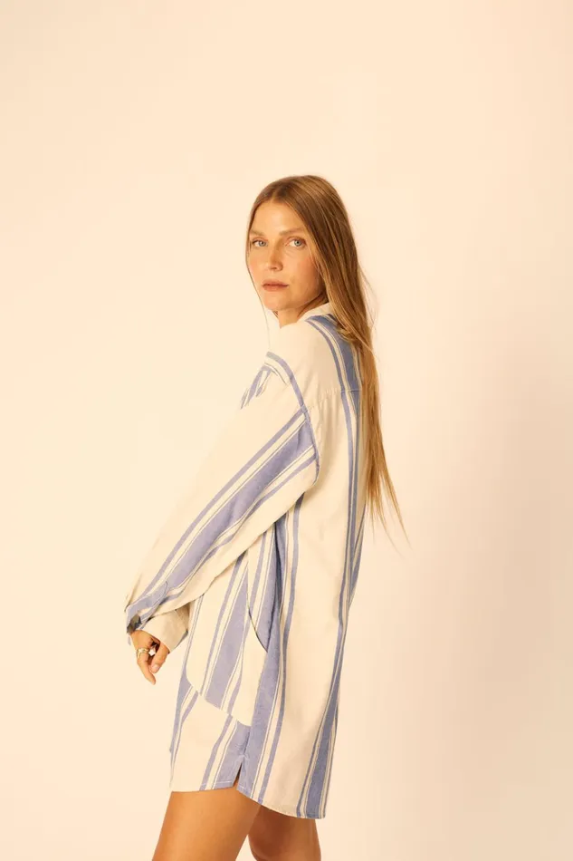 Aprs Swim Shirt French Stripe Blue Women Natalie Martin Coverups