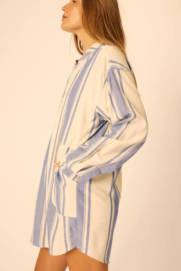 Aprs Swim Shirt French Stripe Blue Women Natalie Martin Coverups