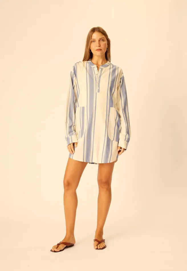 Aprs Swim Shirt French Stripe Blue Women Natalie Martin Coverups