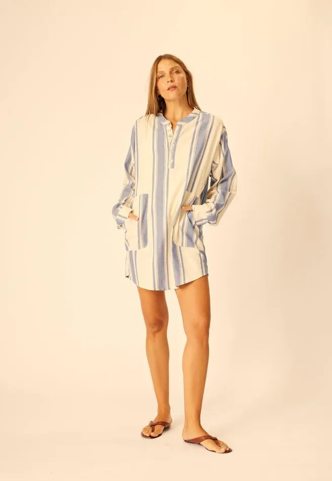 Aprs Swim Shirt French Stripe Blue Women Natalie Martin Coverups