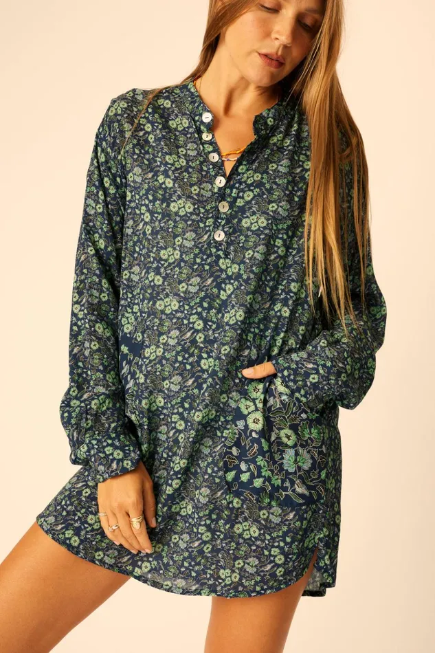 Aprs Swim Shirt Petite Fleur Marine Women Natalie Martin Coverups