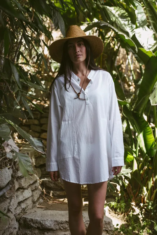 Aprs Swim Shirt White Flat Cotton Women Natalie Martin Coverups