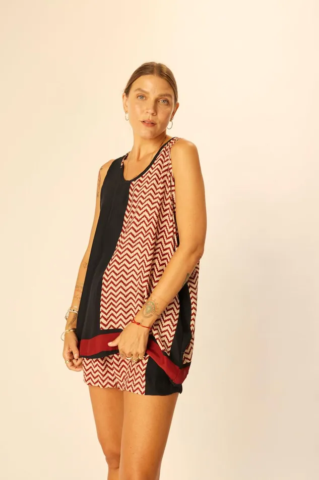 Ariana Tank Block Zigzag Noire Women Natalie Martin Tops
