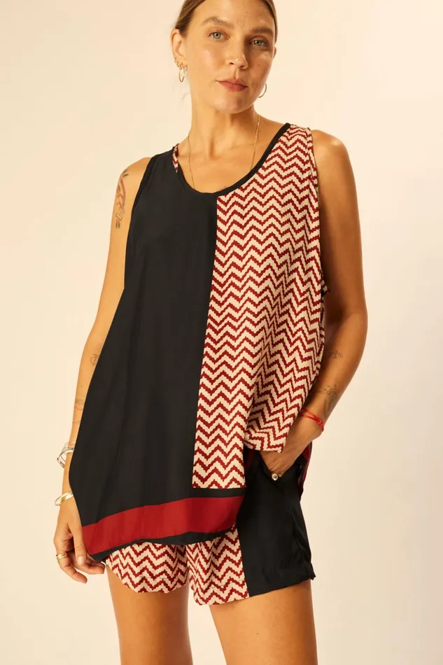 Ariana Tank Block Zigzag Noire Women Natalie Martin Tops