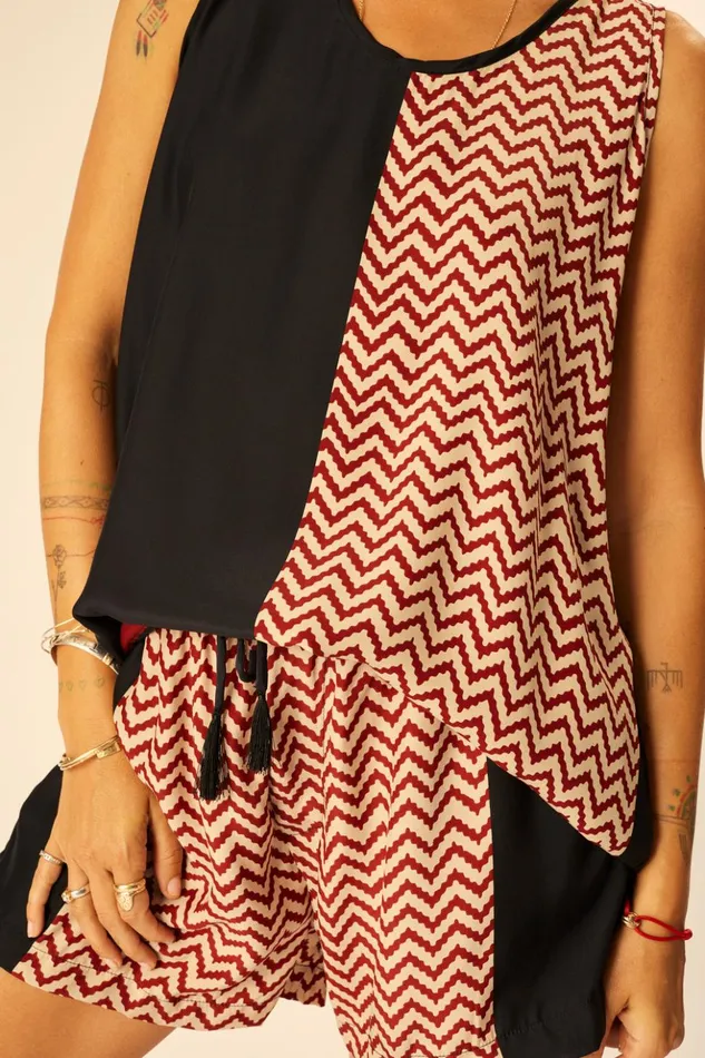 Ariana Tank Block Zigzag Noire Women Natalie Martin Tops