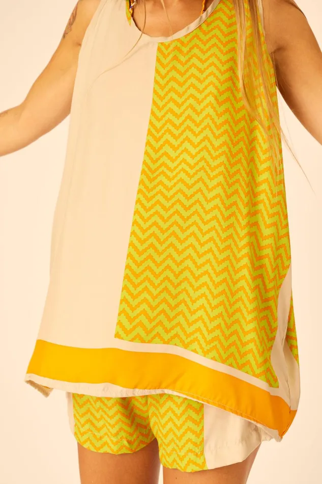 Ariana Tank Block Zigzag Tangerine Women Natalie Martin Tops