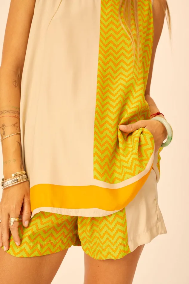 Ariana Tank Block Zigzag Tangerine Women Natalie Martin Tops