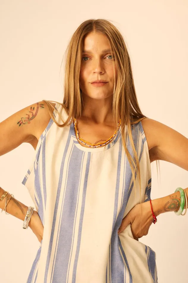 Ariana Tank French Stripe Blue Women Natalie Martin Tops