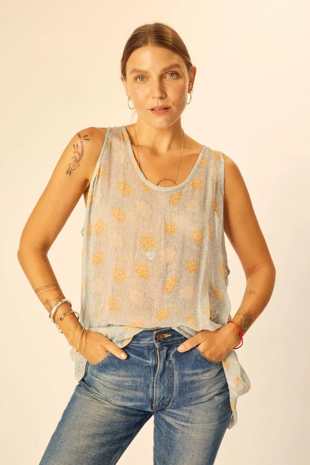 Ariana Tank Snowflake Tangerine Women Natalie Martin Tops