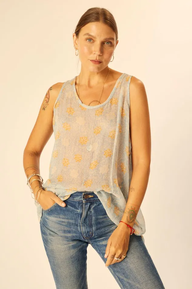Ariana Tank Snowflake Tangerine Women Natalie Martin Tops