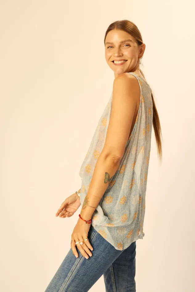 Ariana Tank Snowflake Tangerine Women Natalie Martin Tops