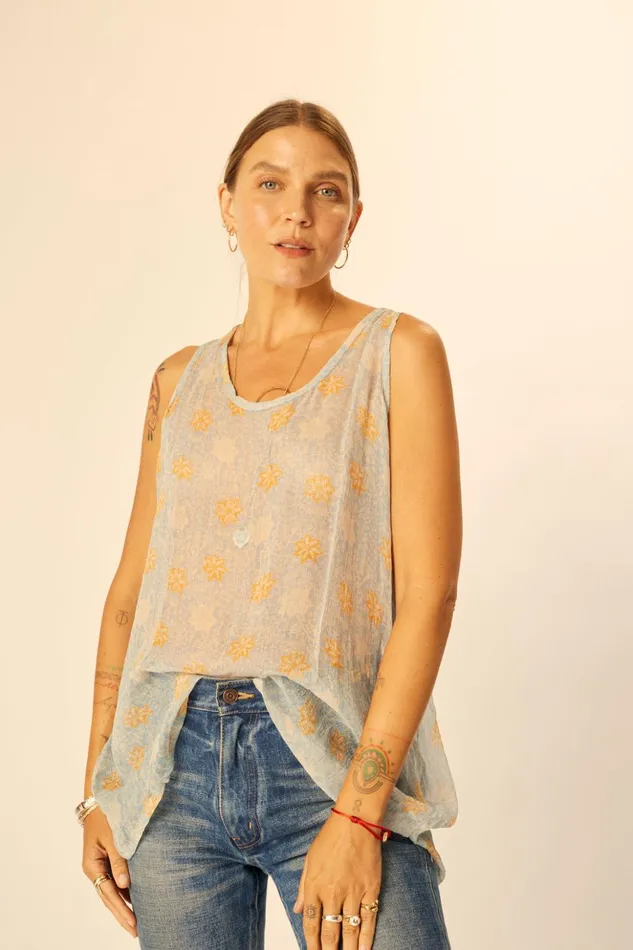 Ariana Tank Snowflake Tangerine Women Natalie Martin Tops