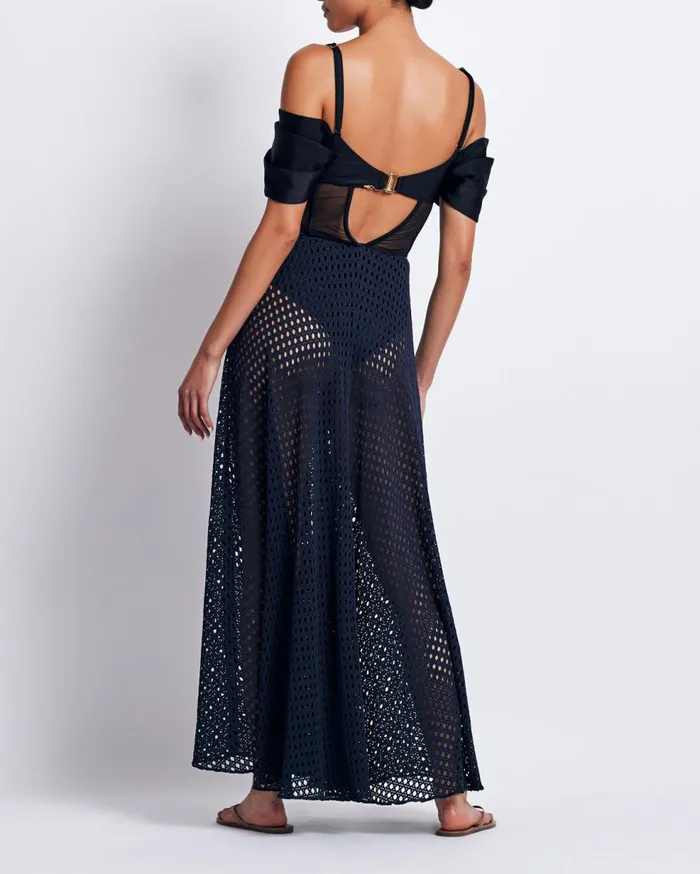 Beach Dresses Women Patbo Corset Netted Maxi Dress Black