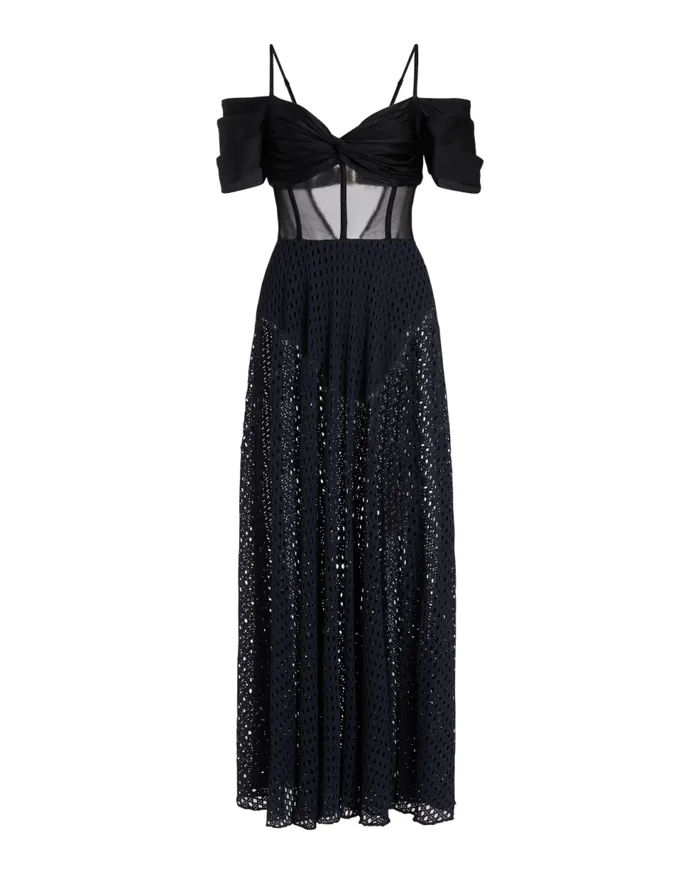 Beach Dresses Women Patbo Corset Netted Maxi Dress Black