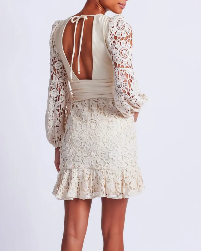 Beach Dresses Women Patbo Crochet Plunge Mini Dress Wheat