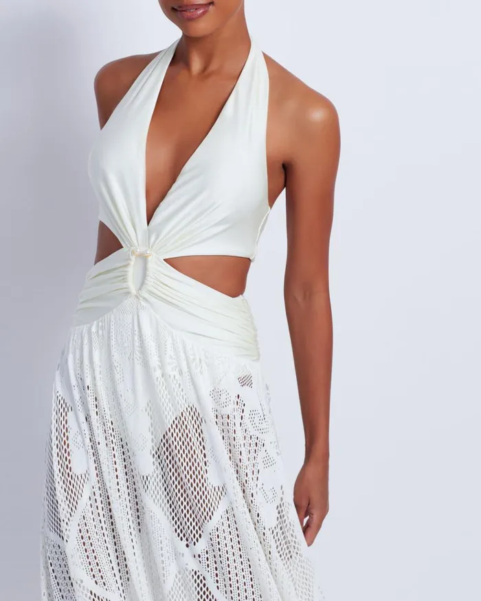Beach Dresses Women Patbo CutOut Beach Dress White