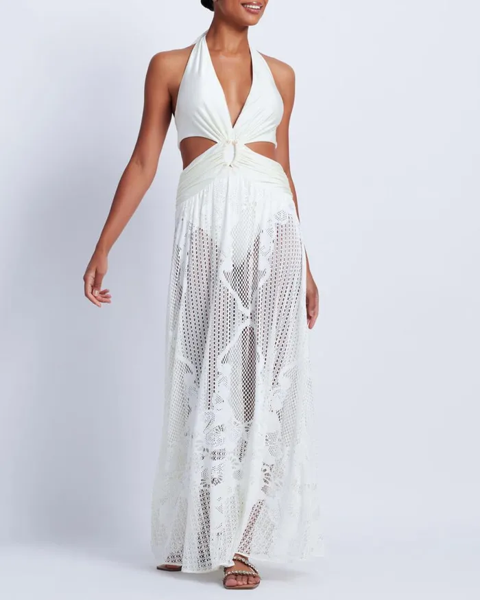 Beach Dresses Women Patbo CutOut Beach Dress White