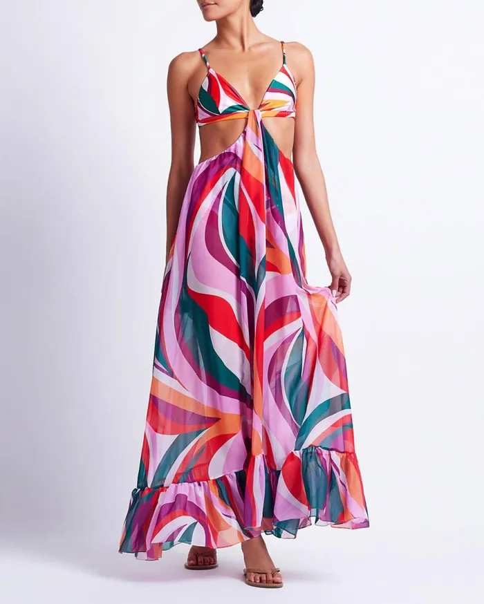 Beach Dresses Women Patbo Delos CutOut Beach Dress Red Multi