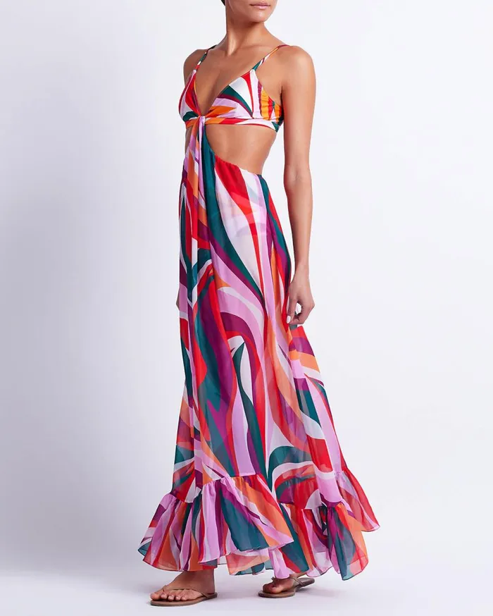 Beach Dresses Women Patbo Delos CutOut Beach Dress Red Multi