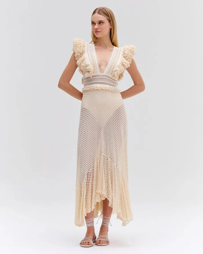 Beach Dresses Women Patbo HandWoven Netted Beach Dress Wheat Beach Dresses Women Patbo HandWoven Netted Beach Dress Wheat