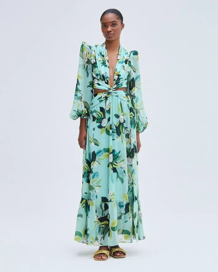 Beach Dresses Women Patbo Magnolia Plunge Maxi Dress Green Multi