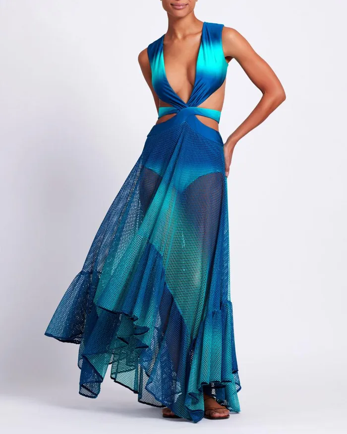 Beach Dresses Women Patbo Ombre Netted Beach Dress High Tide