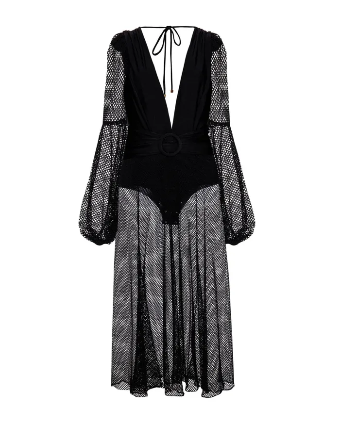 Beach Dresses Women Patbo Plunge Netted Beach Dress Black