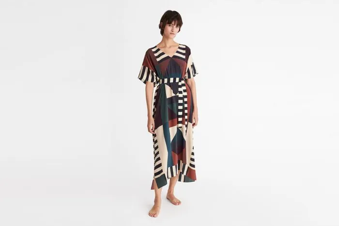 Beachwear and Accessories Womens Eres Facette Kaftan Imprime Kaleido Eclipse