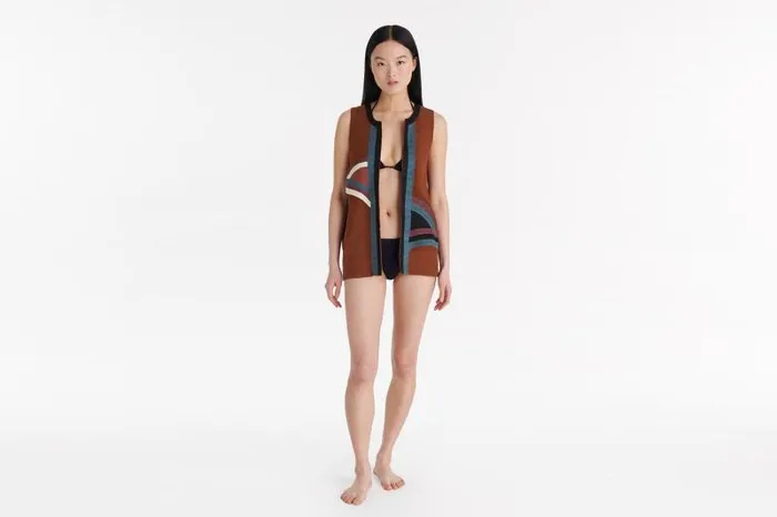 Beachwear and Accessories Womens Eres Paysage Sleeveless Cardigan Caramelo