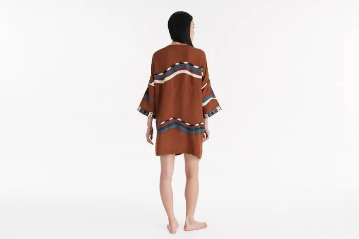 Beachwear and Accessories Womens Eres Solar Short Kaftan Caramelo