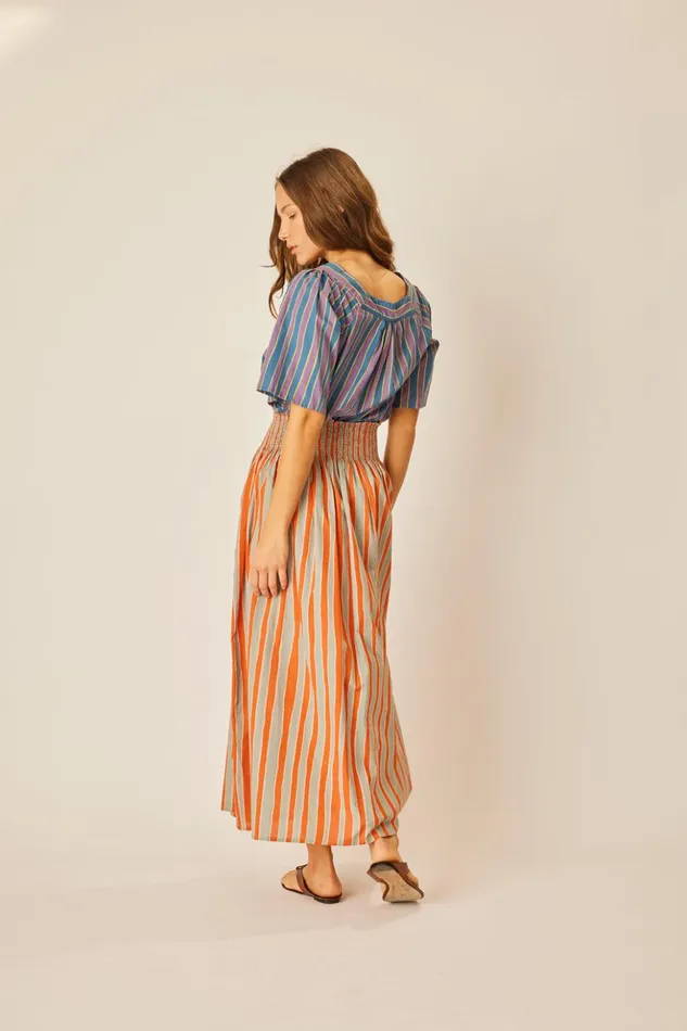 Bella Skirt Batik Stripe Sage Women Natalie Martin Bottoms