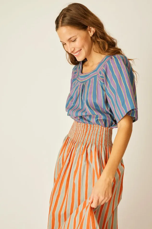 Bella Skirt Batik Stripe Sage Women Natalie Martin Bottoms