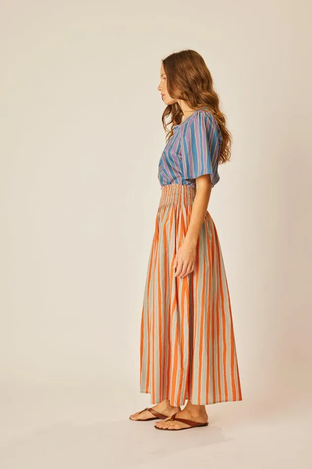 Bella Skirt Batik Stripe Sage Women Natalie Martin Bottoms