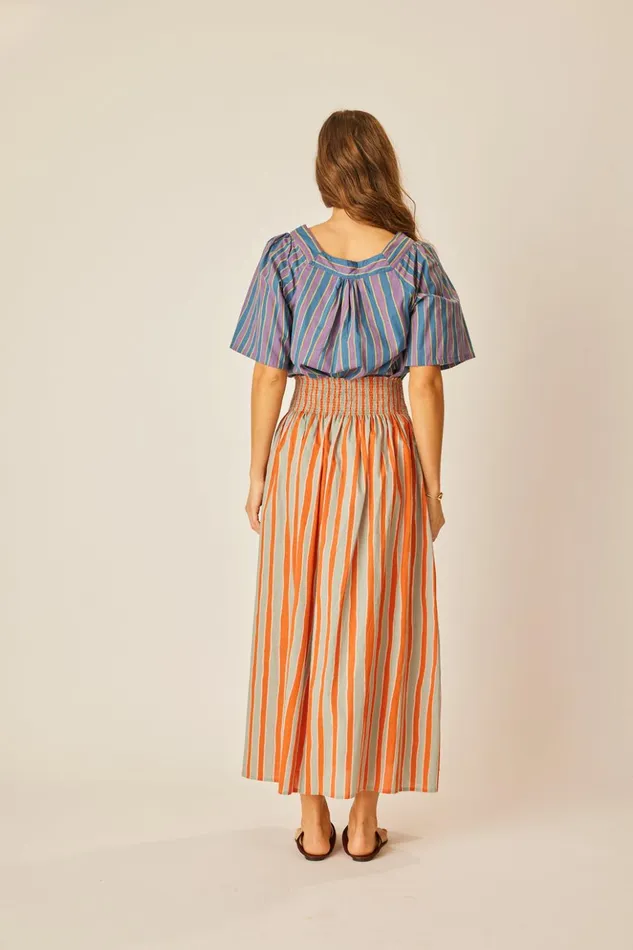 Bella Skirt Batik Stripe Sage Women Natalie Martin Bottoms