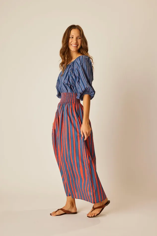 Bella Skirt Black Flat Cotton Women Natalie Martin Bottoms