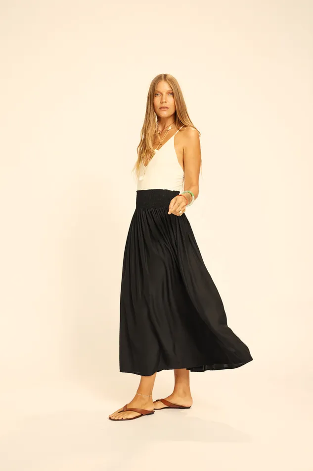 Bella Skirt Black Silk Women Natalie Martin Bottoms