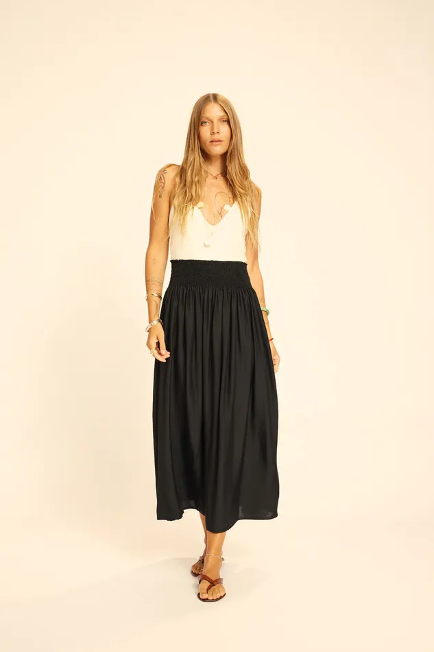 Bella Skirt Black Silk Women Natalie Martin Bottoms