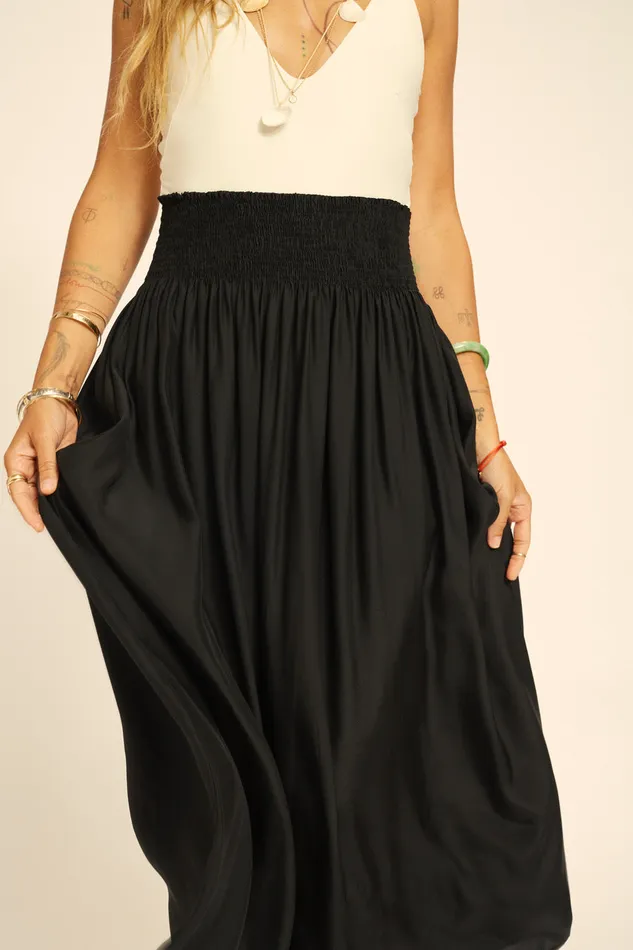 Bella Skirt Black Silk Women Natalie Martin Bottoms