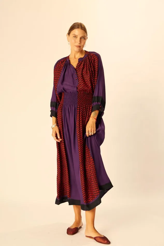 Bella Skirt Block Zigzag Aubergine Women Natalie Martin Bottoms