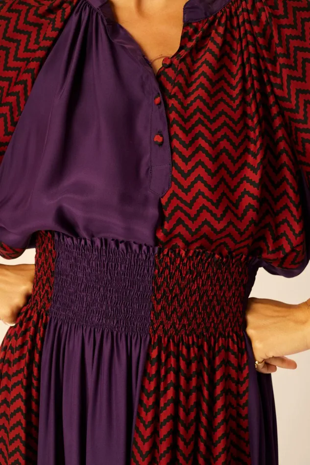 Bella Skirt Block Zigzag Aubergine Women Natalie Martin Bottoms