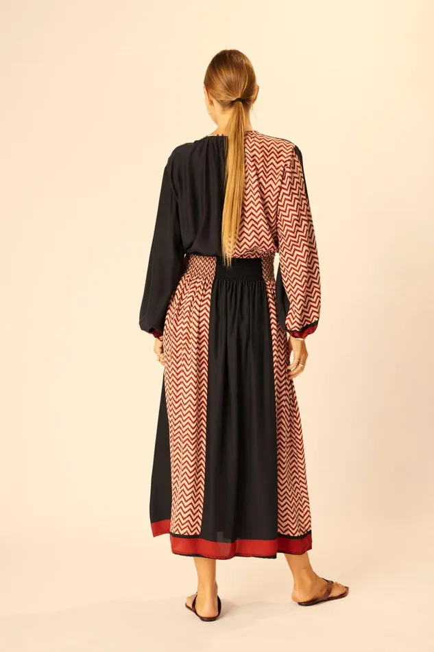 Bella Skirt Block Zigzag Noire Women Natalie Martin Bottoms
