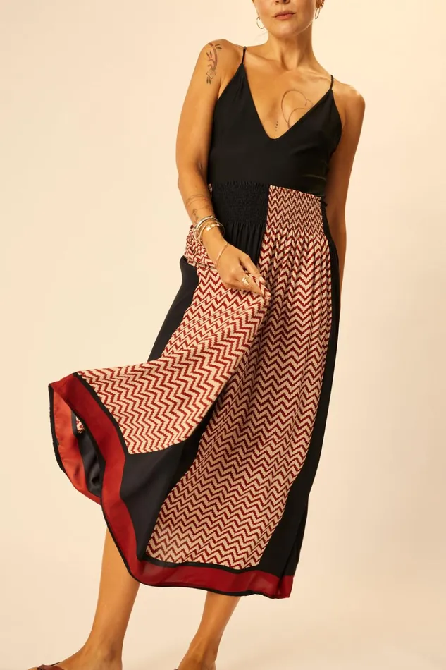 Bella Skirt Block Zigzag Noire Women Natalie Martin Bottoms