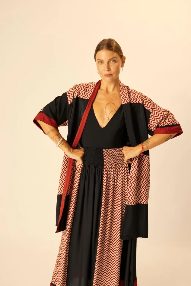 Bella Skirt Block Zigzag Noire Women Natalie Martin Bottoms