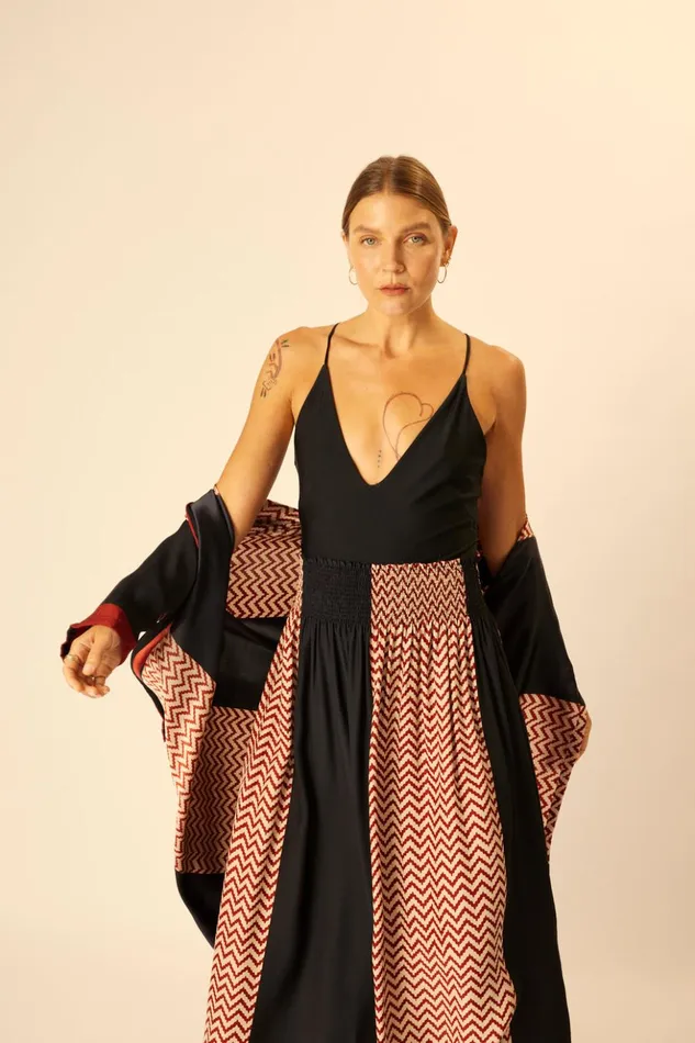 Bella Skirt Block Zigzag Noire Women Natalie Martin Bottoms