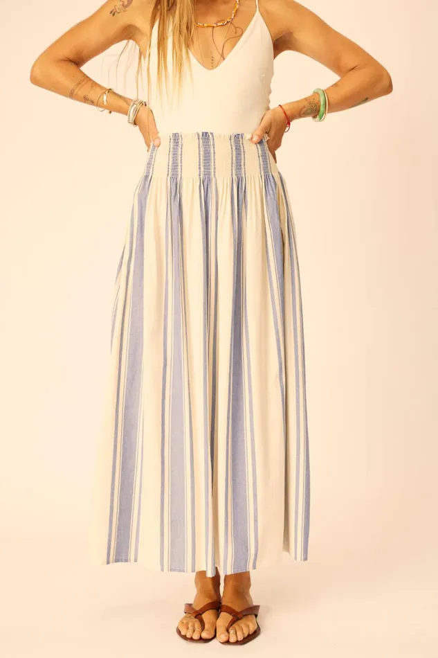 Bella Skirt French Stripe Blue Women Natalie Martin Bottoms