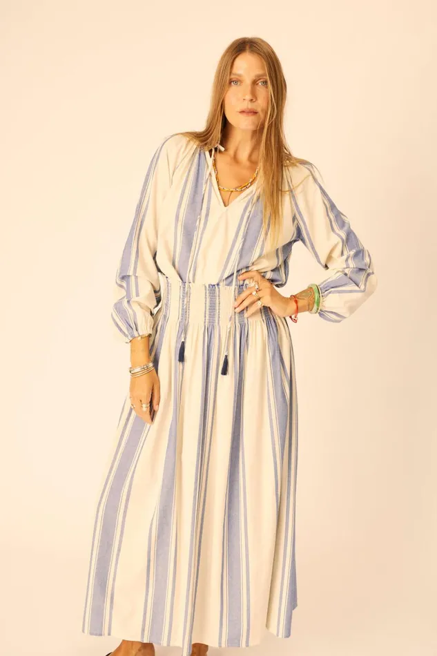 Bella Skirt French Stripe Blue Women Natalie Martin Bottoms