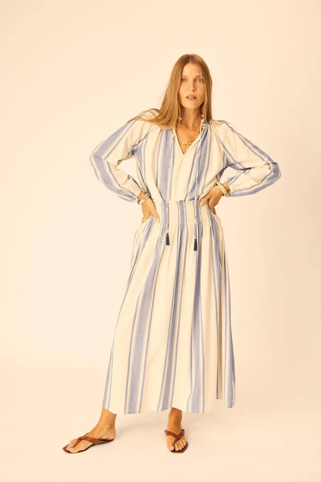 Bella Skirt French Stripe Blue Women Natalie Martin Bottoms