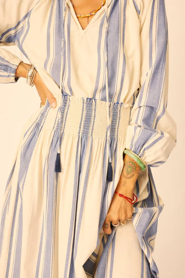 Bella Skirt French Stripe Blue Women Natalie Martin Bottoms