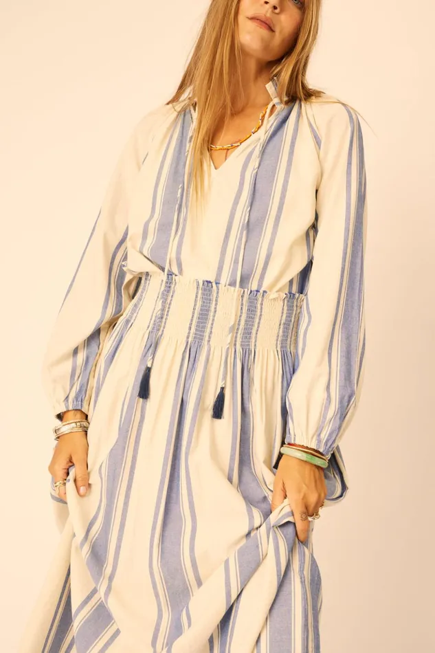 Bella Skirt French Stripe Blue Women Natalie Martin Bottoms