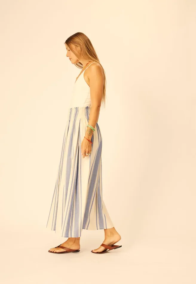 Bella Skirt French Stripe Blue Women Natalie Martin Bottoms